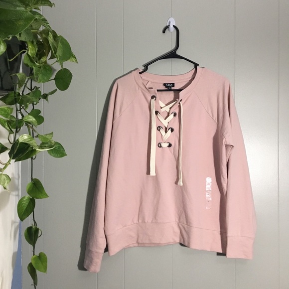 a.n.a Sweaters - A.N.A Lace Up Long Sleeve Sweatshirt